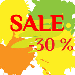 Vector illustration. Sales inscription -30 on multi colored spots