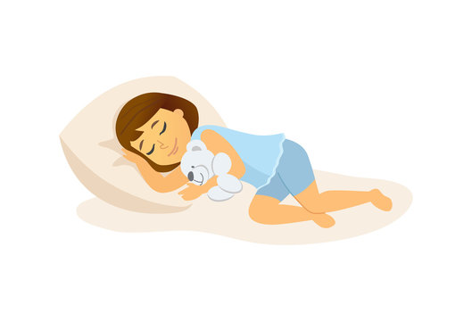 Sleeping girl - cartoon people character isolated illustration