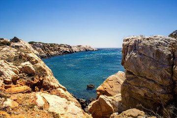 The Summer Blue sea with the rock