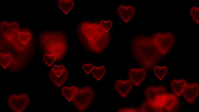 Developed hearts. The relationship of hearts. The day of the holy valentine. Background with hearts. Focussing on three-dimensional images of hearts.