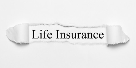 Life Insurance on white torn paper