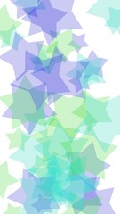 Multicolored translucent stars on a white background. Vertical image orientation. 3D illustration