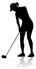 A female golfer sports person playing golf 