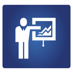 businessman with graph on blue background