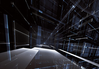 Abstract 3D fractal background, texture. Virtual Neon City