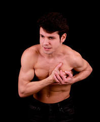 Fototapeta premium portrait of young man, heart attack