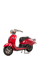 Naklejka premium red retro scooter isolated on white