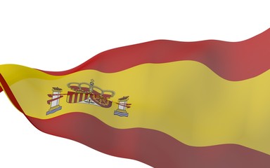 The flag of Spain. Official state symbol of the Kingdom of Spain. Concept: web, sports pages, language courses, travelling, design elements. 3d illustration