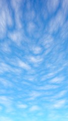 The bright sky in the morning. Blue sky background with white clouds. Cumulus white clouds in the clear blue sky. 3D illustration