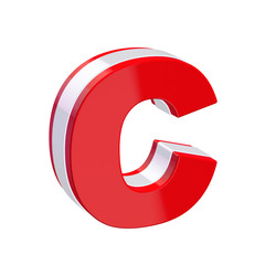 Red glossy alphabet letter C on white background