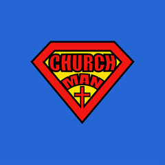 Church man on a blue background and vector illustration