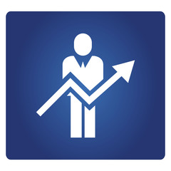 business people with growth chart in blue background