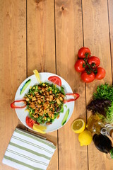 fresh vegetables on wooden table