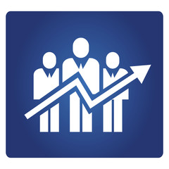 business people and arrow chart in blue background