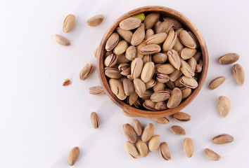 coffee beans in bowl on white background