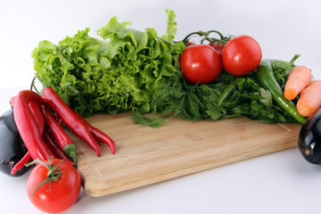 fresh vegetables on a cutting board