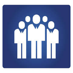 group of people, teamwork icon in blue background