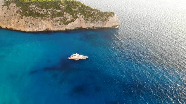 Shipwreck Beach also known as Navagio Beach or Shipwreck Cove, located in Zante, Zakynthos island in Greece. Drone footage is from DJI Mavic Air shot during the day and golden hour and sunset.