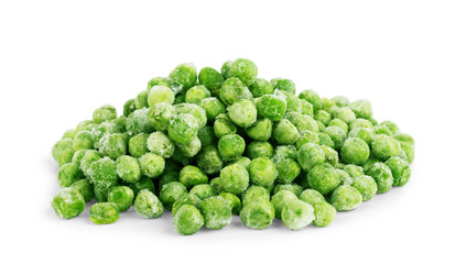 Pile of green wet pea isolated on white background