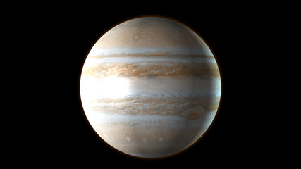 Planet Jupiter in the outer space. 3D Rendering