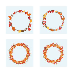 Set of autumn backrounds.Vector illustration.