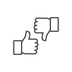 Thumbs up and thumbs down. Vector line icon