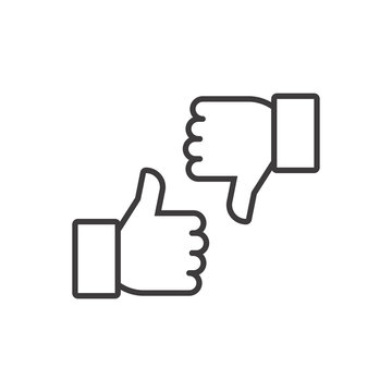 Thumbs Up And Thumbs Down. Vector Line Icon