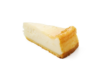 piece of cheesecake on white background isolated