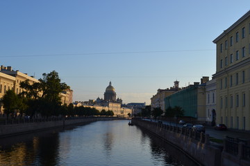 Cruising on a river Neva in Saint Petersburg