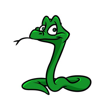 Green little snake cartoon illustration isolated image