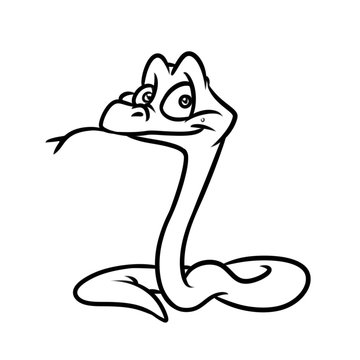 Green little snake cartoon illustration isolated image coloring page
