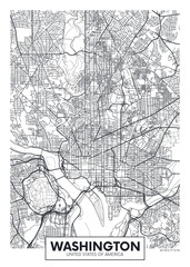 Fototapeta na wymiar City map Washington, travel vector poster design