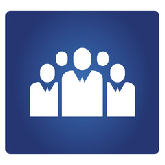 leader and group of business people icon in blue background