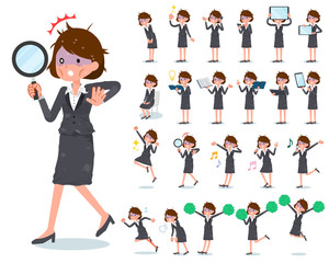 flat type Gray suit business women Bad condition_Action