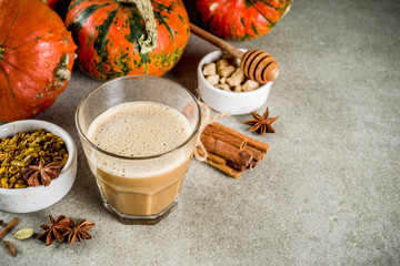 Spicy pumpkin coffee latte