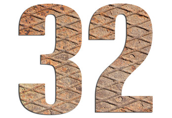 32 – with metal texture on white background