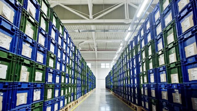 Rows of boxes in storage