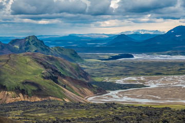 The surreal landscapes of Landmannalaugar along the Laugavegur hiking trail, Highlands of Iceland