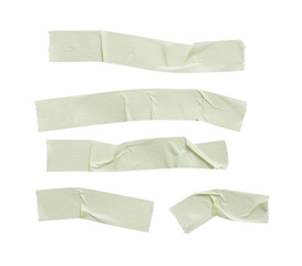 collection of various adhesive tape pieces on white background, this has clipping path.