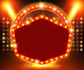 Obraz premium Retro banner on stage with spotlight effect background