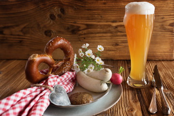 Oktoberfest beer and white sausage