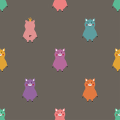 Funny Seamless Pattern With Pigs.