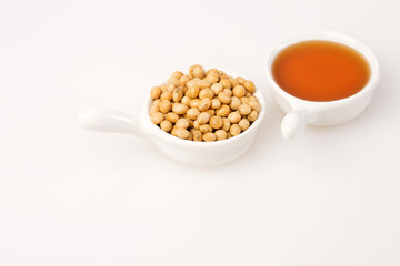 Oil and soybeans - Glycine max. Text space