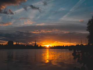 Sundown over Lübeck, Germany