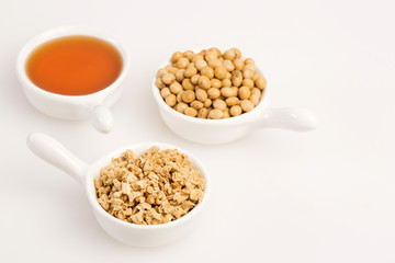 Oil and soybeans - Glycine max. Text space