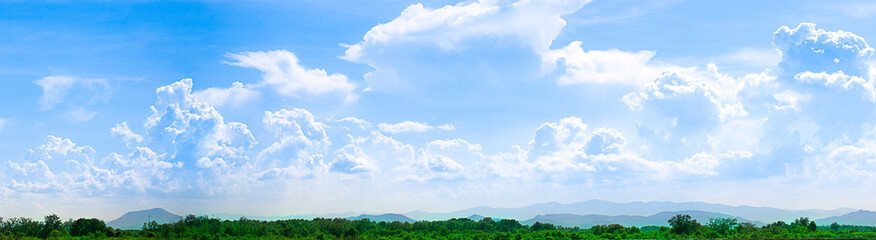 Blue sky panorama and beautiful clouds shape. Image for background and wallpaper.Blue sky with clouds background.Sky daylight. Natural sky composition. Element of design