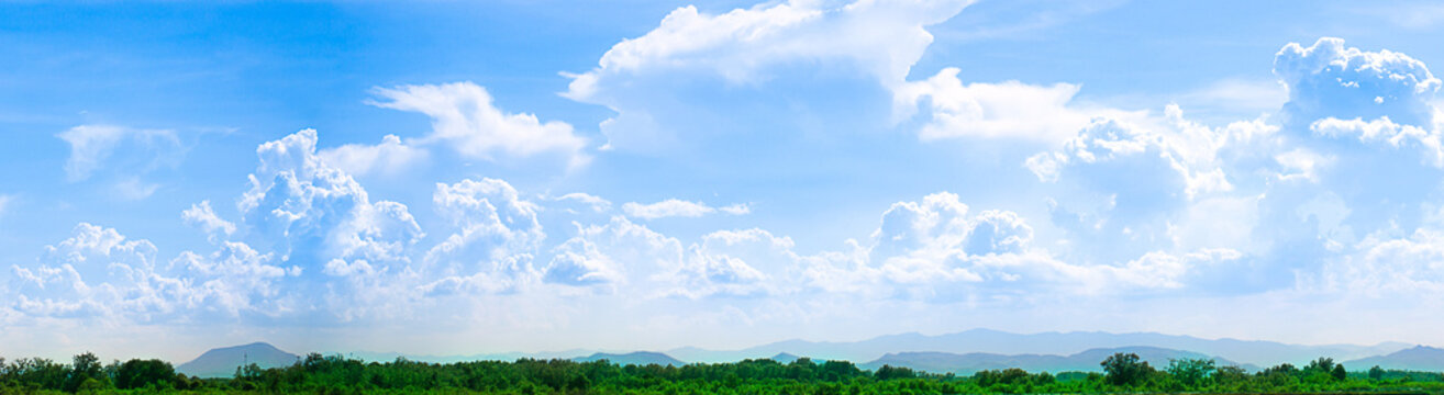 Blue sky panorama and beautiful clouds shape. Image for background and wallpaper.Blue sky with clouds background.Sky daylight. Natural sky composition. Element of design