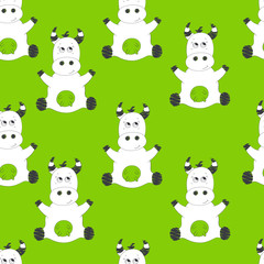 Hand drawn cow. Cute cow. Seamless pattern. Colorful vector pattern with cute cow. Vector illustarion.