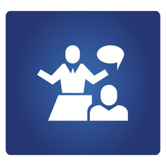 business people meeting icon in blue background