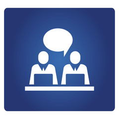 business people meeting icon in blue background